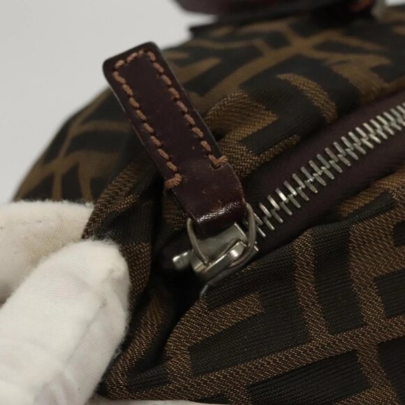 FENDI Zucca Canvas Hand Bag Black Brown Auth ep8782 - Picture 12 of 16